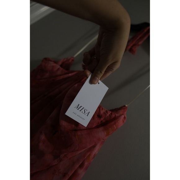 MISA Los Angeles Sastra Pink Floral Halter Tiered Mini Dress, Party, Festival - Picture 4 of 6